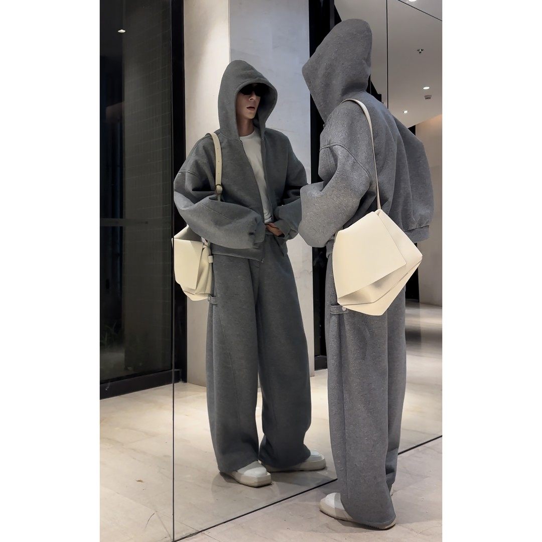 设计师款男装套装重磅连帽卫衣痞帅高级感秋季穿搭一整套搭配帅气,淘宝优惠券,粉丝福利购,淘宝优惠卷