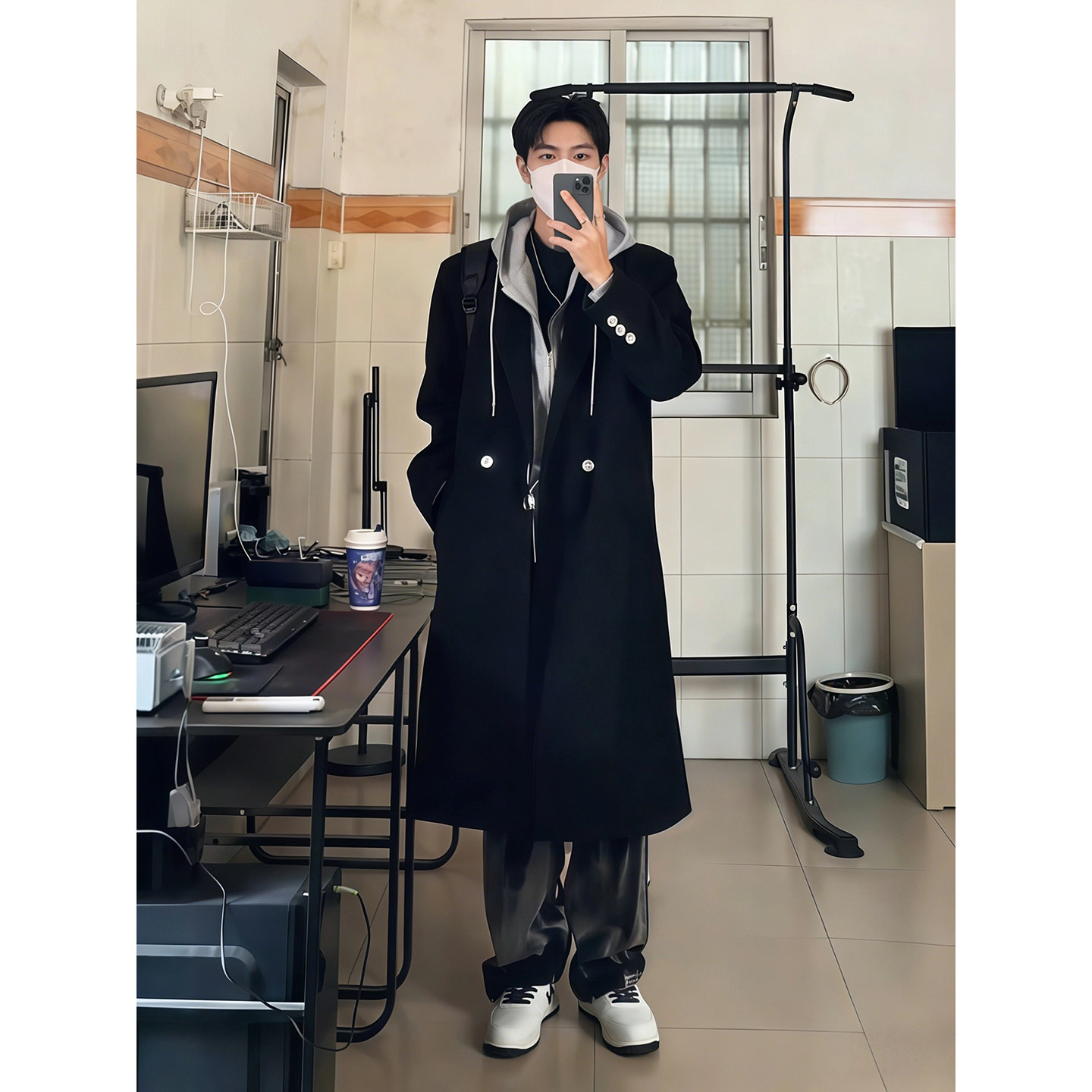 英伦风中长款过膝毛呢大衣男士韩系垫肩设计感克苏鲁文职风衣外套,淘宝优惠券,粉丝福利购,淘宝优惠卷