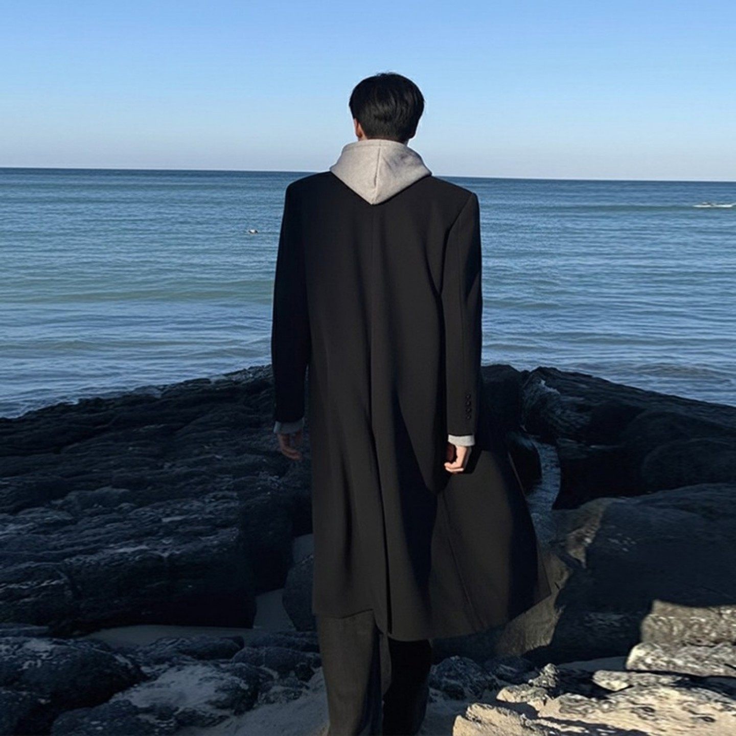 黑色克苏鲁文职大衣男冬季中长款过膝西装外套雅痞英伦风呢子风衣,淘宝优惠券,粉丝福利购,淘宝优惠卷