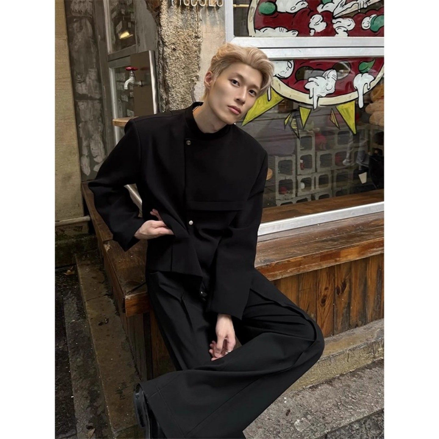 新中式斜门襟垫肩解构西装男套装青少年18岁成人礼服短款休闲西服,淘宝优惠券,粉丝福利购,淘宝优惠卷