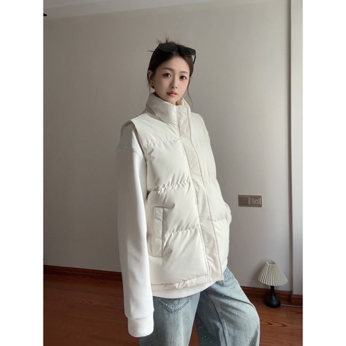 美式轻薄无袖羽绒马甲男冬季保暖加厚可外穿棉服背心叠穿立领外套 - 图3