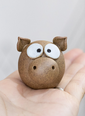 原创可爱十二生肖茶宠q摆件陶瓷迷你复古小狗老虎兔子大象桌面茶