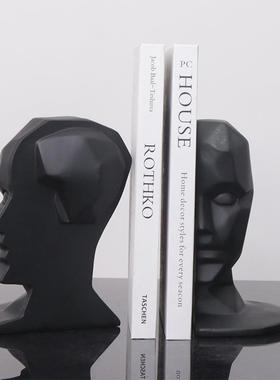 新古典欧式样板房树脂人物摆件别墅家居软装现代人头书档书靠饰品