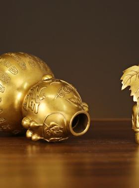 百福葫芦大号化解铜葫芦开盖空心摆件一对五福临门平安有福葫芦