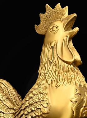 纯铜福字鸡摆件铜公鸡金钱鸡十二生肖鸡吉祥物家居客厅工艺品摆件