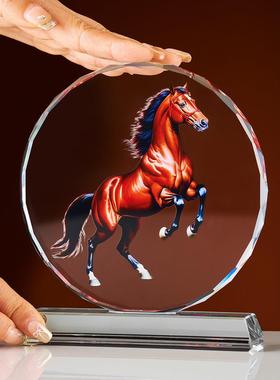 马到成功水晶摆件轻奢高档中式生肖桌面家居装饰乔迁送礼物工艺品