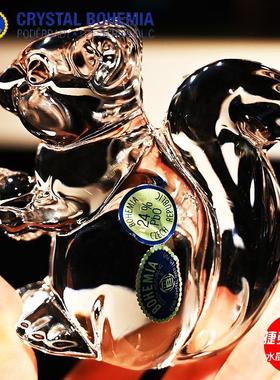 捷克进口水晶玻璃动物小摆件北欧轻奢家居创意装饰品糖缸礼物客厅