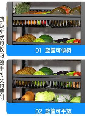 SDL厨房置物架菜篮子落地多层储物筐可移动多功能推车