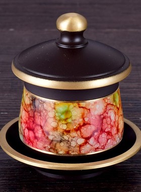 速发家用纯供奉佛观前音圣水杯黄铜高温彩拜漆供杯佛台净水烤神财