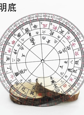 简易八卦二十四山立极尺透明绘图尺24山布局测量罗盘定位仪立极规