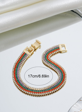 多巴胺彩色锆石手链女多层叠戴甜美精致轻奢小众百搭满钻手饰