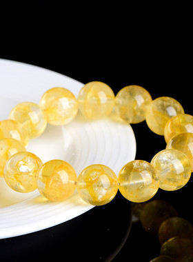 久雅水晶天然黄色胶花水晶圆珠手链黄胶花散珠手串厂家直销