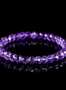 久雅水晶天然玻利维亚紫水晶刻面盘珠手链紫色水晶刻面手串