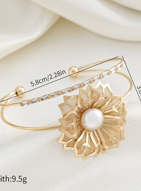 欧美货源轻奢复古花朵锆石手镯设计感轻奢气质时尚手饰女