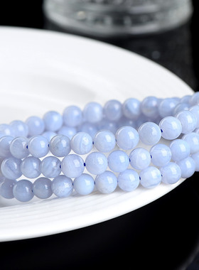 久雅水晶天然蓝纹玛瑙圆珠手链蓝色条纹玛瑙散珠手串厂家直销
