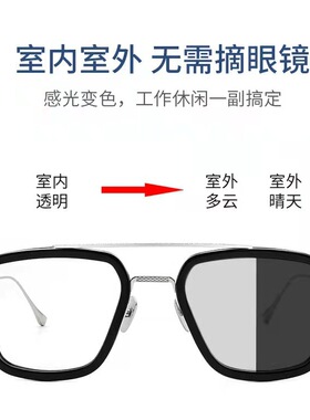 杰特3517钢铁侠唐尼同款男士双梁大方框墨镜陈立农同款变色太阳镜