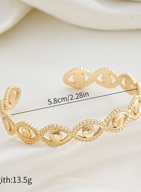 欧美复古镂空设计不锈钢手饰轻奢简约创意精致开口手镯女