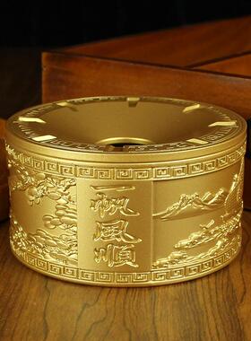 黄铜防斗风烟帆灰缸漏防灰烟灰办公室Q-19客厅桌面摆件一风顺纯铜