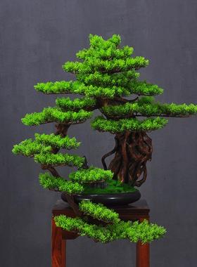 仿真迎客松罗汉松新式松树盆景楼处售酒店MP00103景观绿中植假树