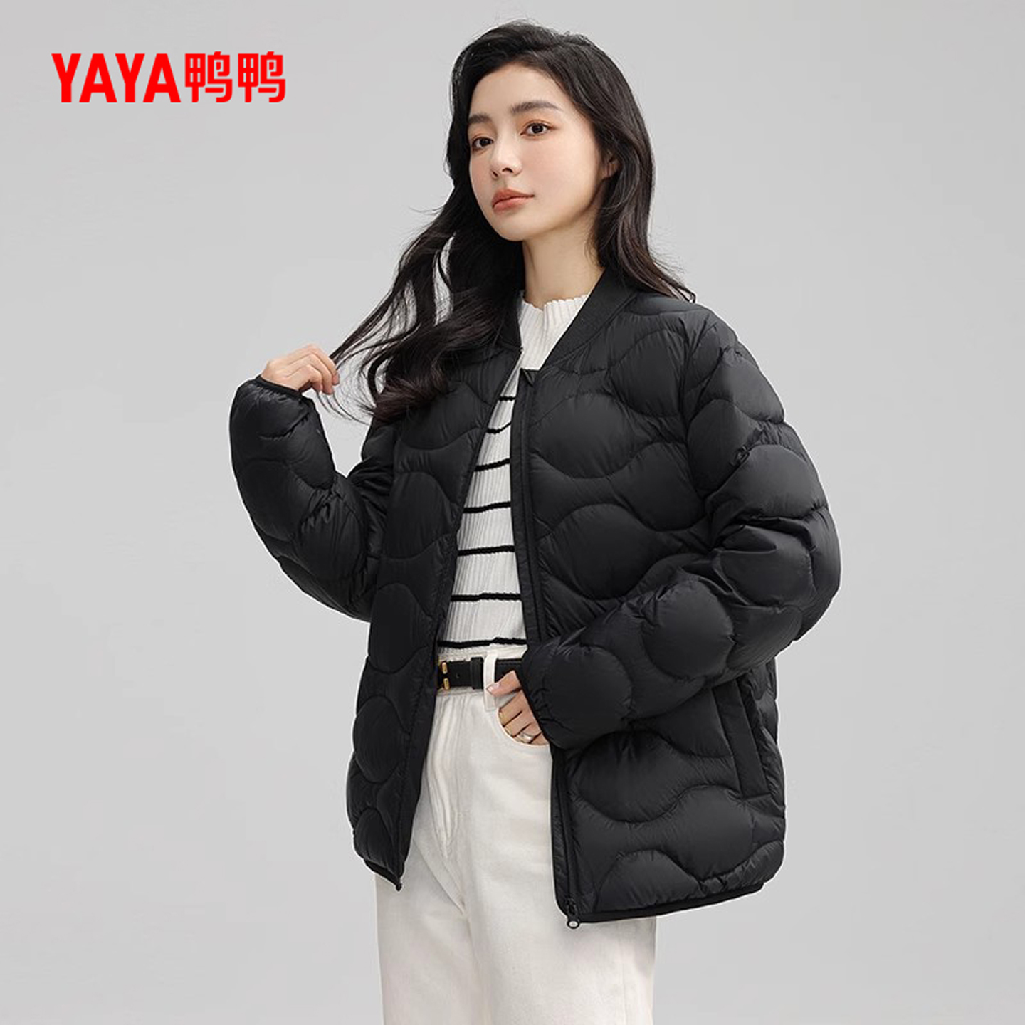 鸭鸭轻薄羽绒服女2024冬季新品短款小个子百搭休闲保暖鸭绒外套J - 图3