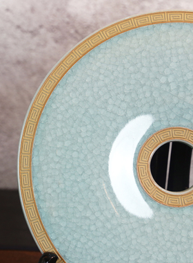 汝瓷和氏璧摆件家居玄关饰品汝窑平安扣陶瓷酒柜装饰送礼礼盒乔迁