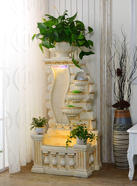 欧式流水生财鱼缸循环水幕墙景观客厅家居装饰落地喷泉加湿器