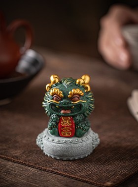 招财祥龙麒麟瑞兽一对小摆件可爱系创意家居办公桌面装饰礼品