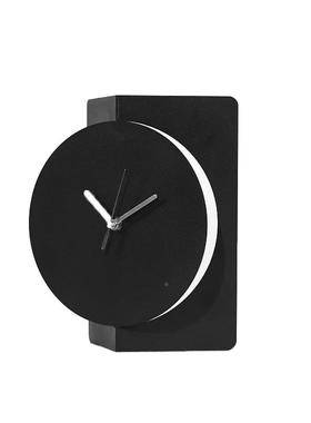 现代极简约诧风黑色砂金属哑寂光磨质几何装饰闹WRB钟座感钟摆件