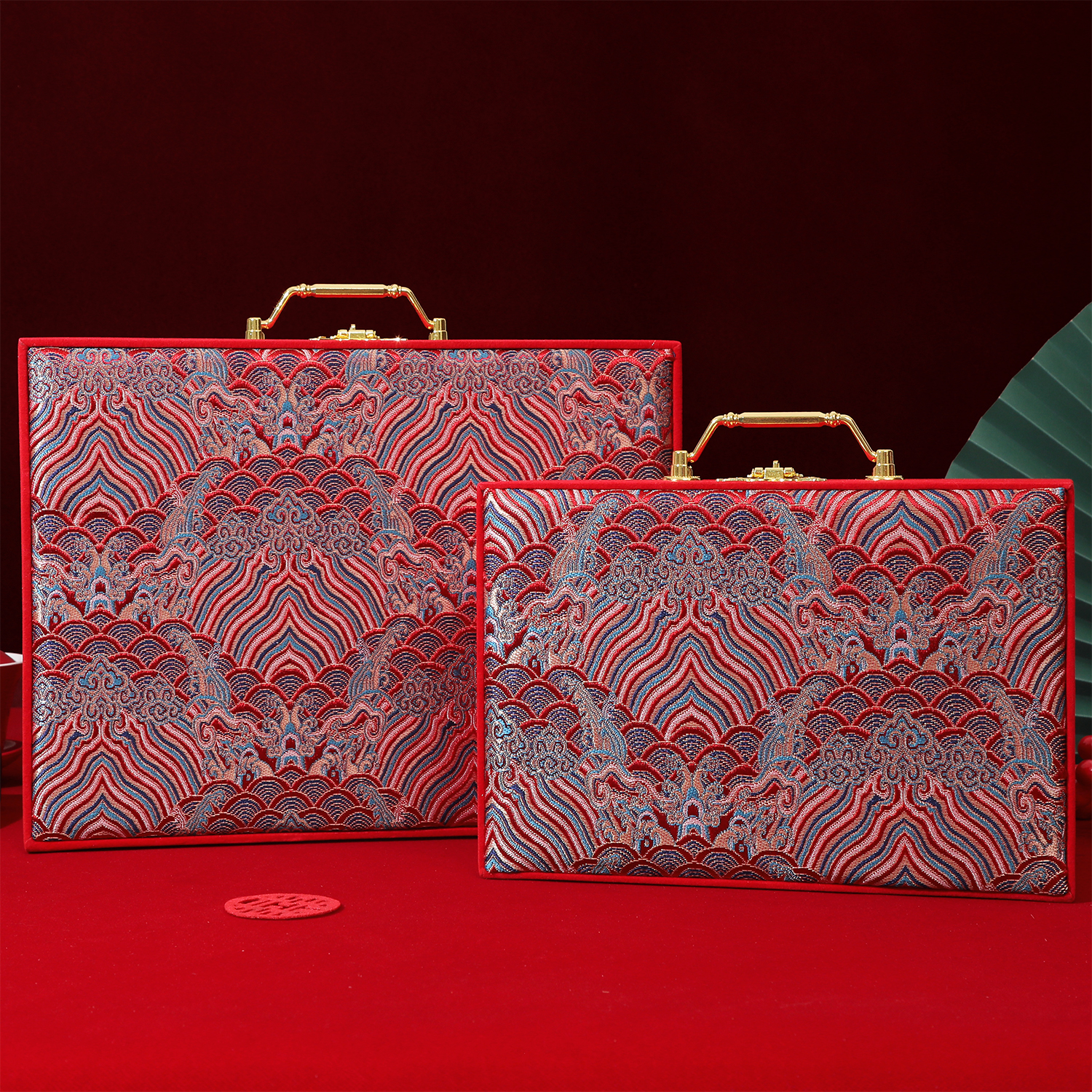 结婚彩礼钱盒子提亲嫁妆订婚陪嫁礼金箱10万20万现金三金聘金聘礼 - 图2