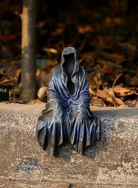 「无聊瞭在桌上放个神秘黑衣人摆件」暗黑系哥特式桌面摆件礼物