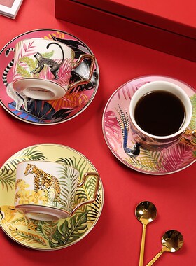 家用陶瓷杯咖啡杯碟礼盒套装w下午茶茶具杯子小奢华水杯带碟勺送