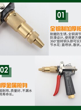 加厚水枪多功能洗车机泵水枪头55/58/280/380清洗机高压喷头喷枪