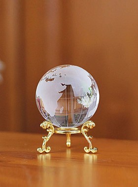 欧式水晶球地球仪摆件客厅装饰品足球家居L办公室礼品手工艺黄色