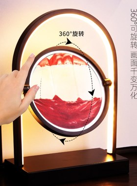 速发立台流沙画沙漏摆件夜灯体灯创意动态解压客厅礼室装饰生日卧