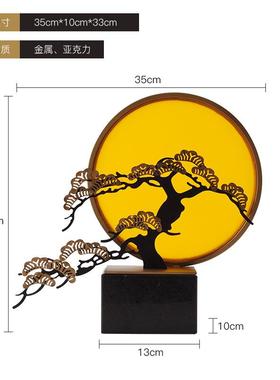 新中式禅意日出摆件玄关客厅售楼处酒店软装饰品样板房艺术品摆设