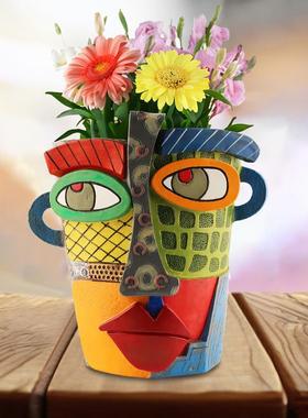 多肉花盆树脂摆件装饰】人脸花园微景观树脂盆景DIY制作现货