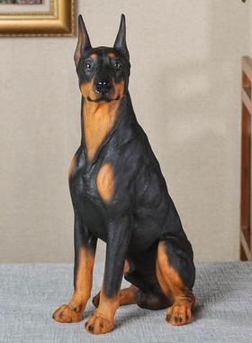 客厅狗摆件杜宾犬雕塑创意软装家居装饰动物模型树脂工艺品