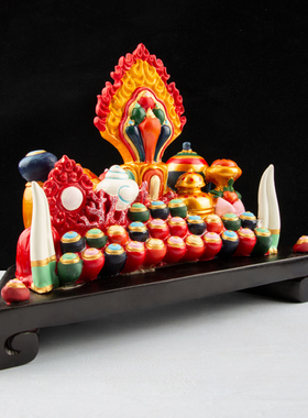 现货速发藏传树脂彩绘百宝座佛前八供奉堂摆件摩尼宝密宗用品如意