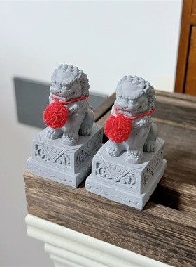 现货速发绣球狮子小摆件看门石雕迷你喜狮茶宠鱼缸造景桌面装饰礼
