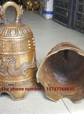 快速发货高档纯i铜钟 铜钟 双龙钟铜铃铛铜风铃公司上市大钟工艺