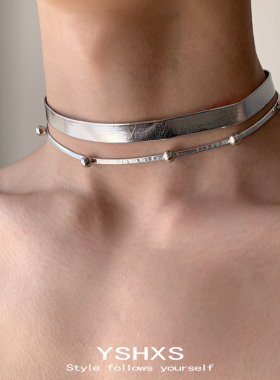 银色朋克双层设计项链