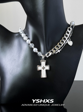 十字架甜酷设计感辣妹y2k锁骨链