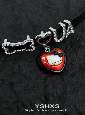 甜酷辣妹风黑色字母项圈项链