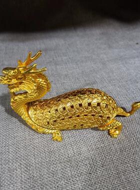仿古鎏金金钱龙头香炉摆件家用室内熏香炉装饰品铜器工艺品收藏