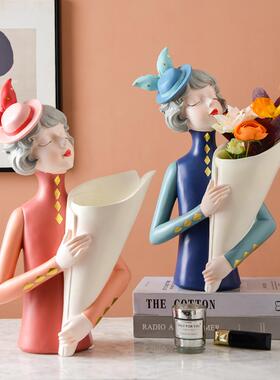 欧式小清新蝴蝶女孩捧花抱花插家居客厅玄关摆件样品房装饰工艺品