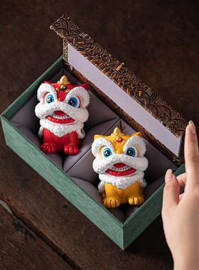 国风石狮子醒狮寓意招财进宝办公桌面摆件装饰品创意摆件解压茶宠