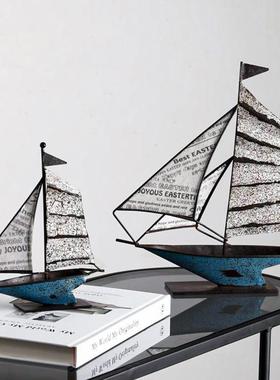 现代帆船摆件一帆风顺创意美式客厅电视酒柜办公室桌面家居装饰品