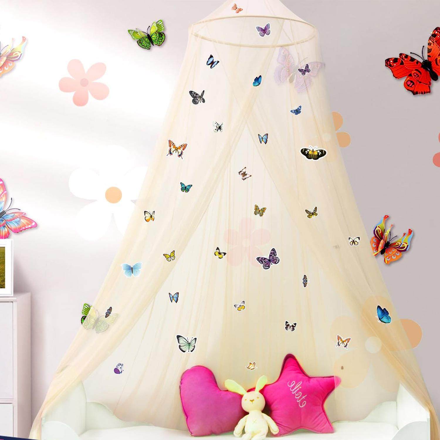 发光蕾丝花边家用落地款蚊帐欧式圆形梦幻圆顶蚊帐加厚加密遮光帘,淘宝优惠券,粉丝福利购,淘宝优惠卷