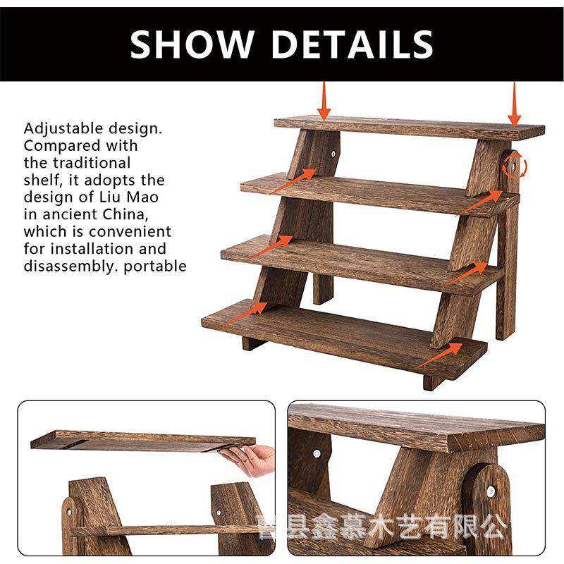 现货木质多层置物架松木展示架桌面储物收纳架木质阶梯植物花架,淘宝优惠券,粉丝福利购,淘宝优惠卷
