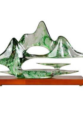 新中式云山雾海抽象假山酒店玄关过道名宿美容院工艺品软装摆件